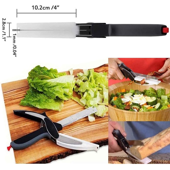 Kitchen Food Scissors,2 in 1 Smart Cutter Multifunction Stainless Steel Kitchen - Picture 3 of 10